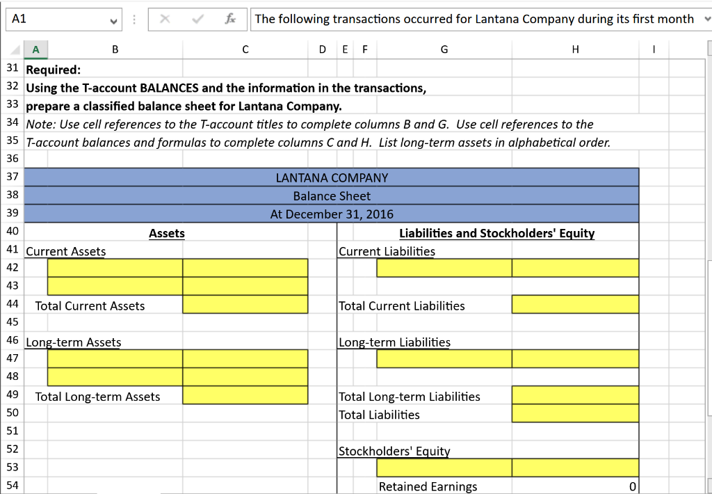 it in with a formula using excel. A1 The following transactions occurred