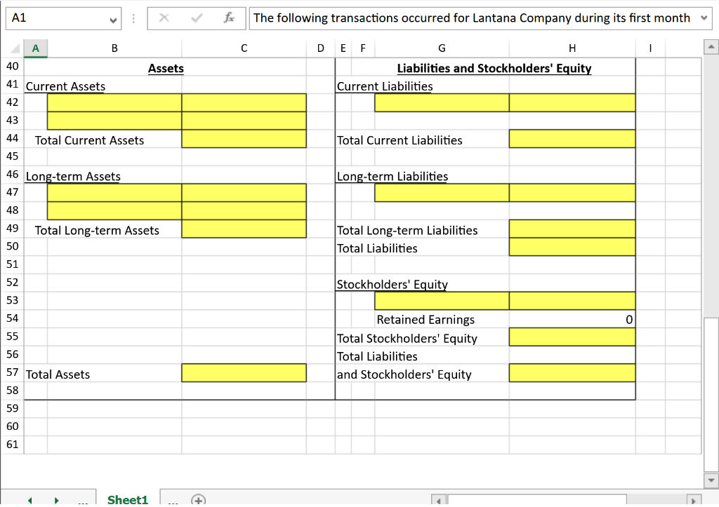 for Lantana Company during its first month H D E F 1