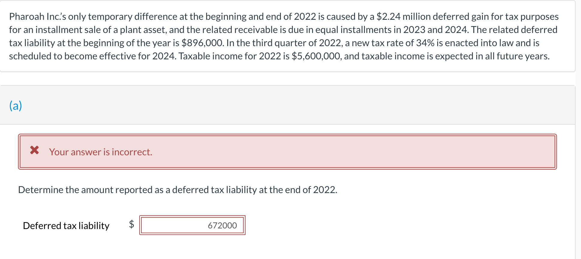  Pharoah Inc.'s only temporary difference at the beginning and end of