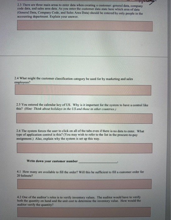  2.3 There are three main areas to enter data when creating