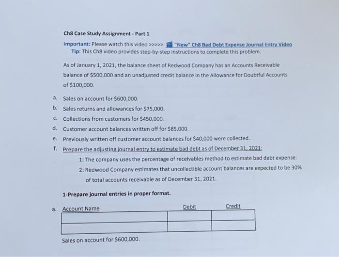  Ch8 Case Study Assignment - Part 1 Important: Please watch this