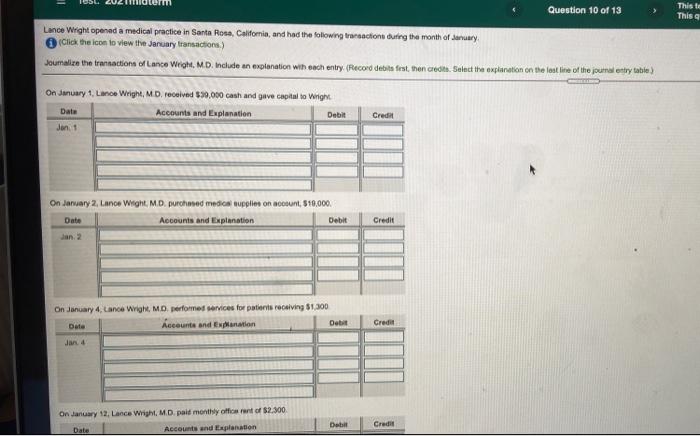  Question 10 of 13 This te This a Lance Wright opened