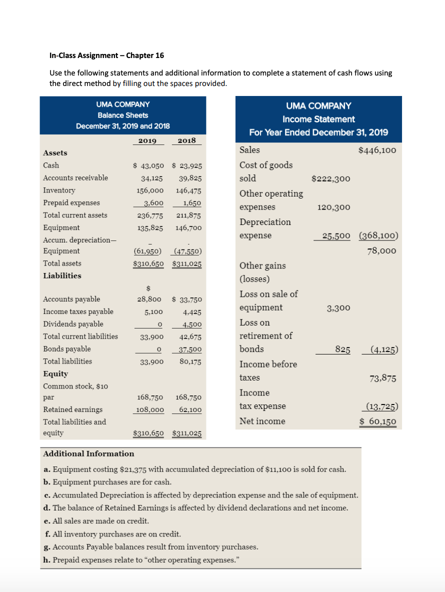  In-Class Assignment - Chapter 16 Use the following statements and additional