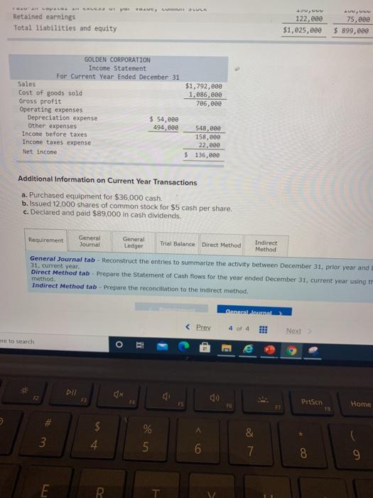 LO P2, P3 Golden Corps current year income statement comparative balance sheets,