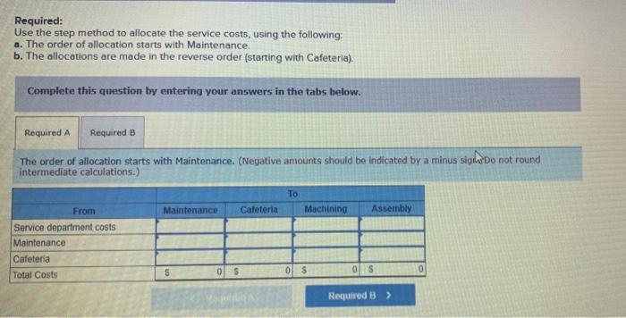 has two production departments, Machining and Assembly, and two service departments, Maintenance