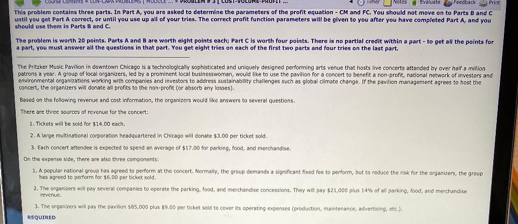 Part B Number 3 help! PROBLEM SE COST-VOLUME Course Contents LUN- L
