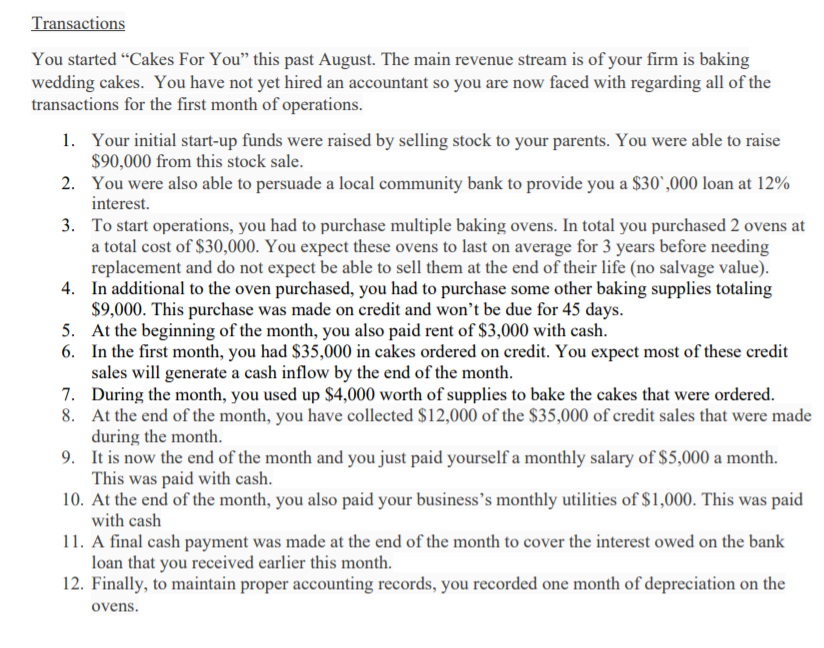 portion of the exam, you will need to produce financial statements for