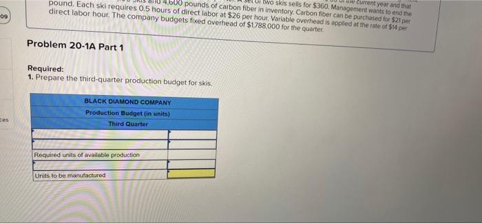 newcomest meducation.com/testing work Melo Required information Problem 20-1A Manufacturing: Preparing production and