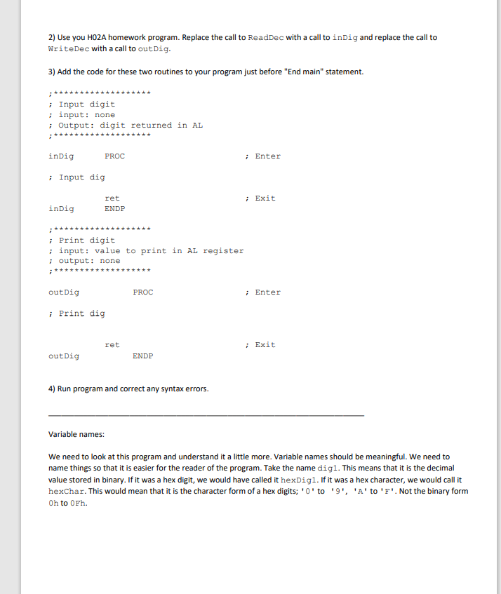 problems that I show? CSP 25 Assembly Language Lab #2 (sequence) Introduction: