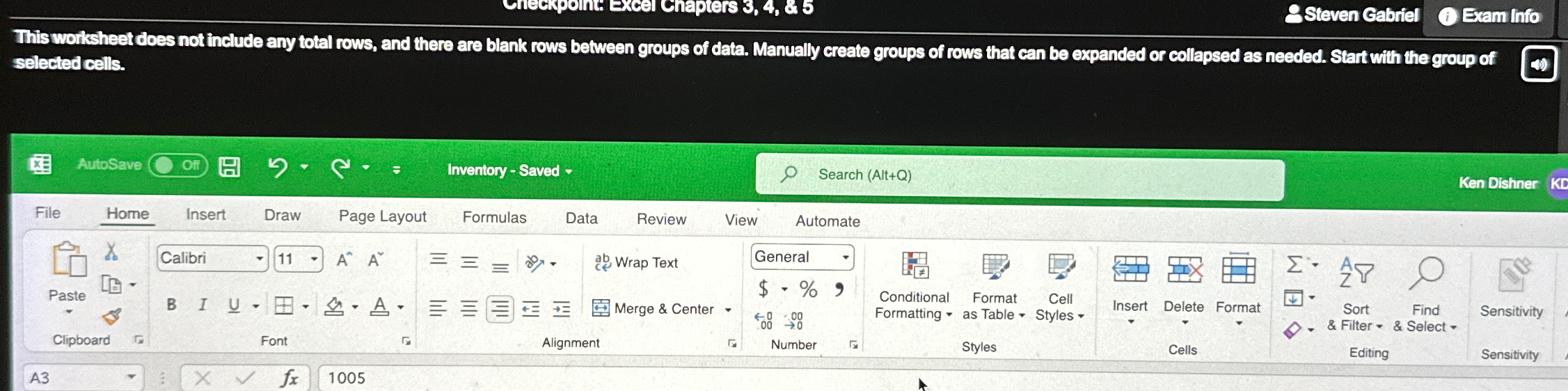  This worksheet does not include any total rows, and there are