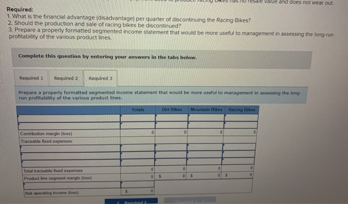 Company manufactures three types of bicycles-a dirt bike, a mountain bike, and