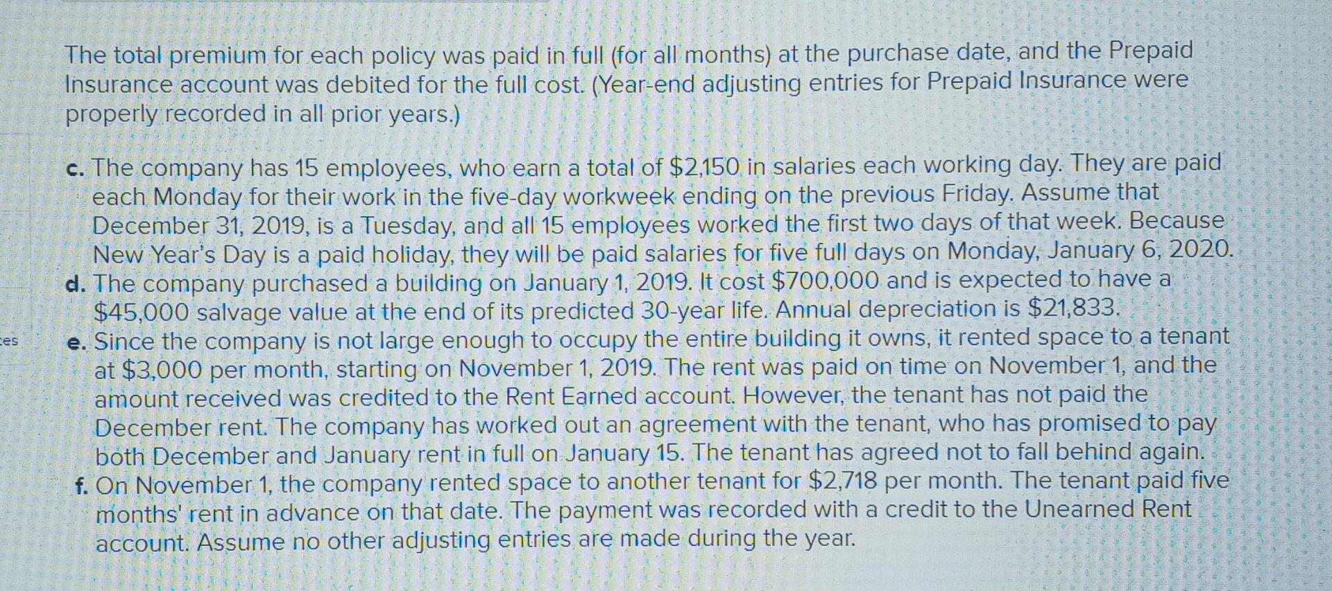 P3, P4 Arnez Company's annual accounting period ends on December 31, 2019.