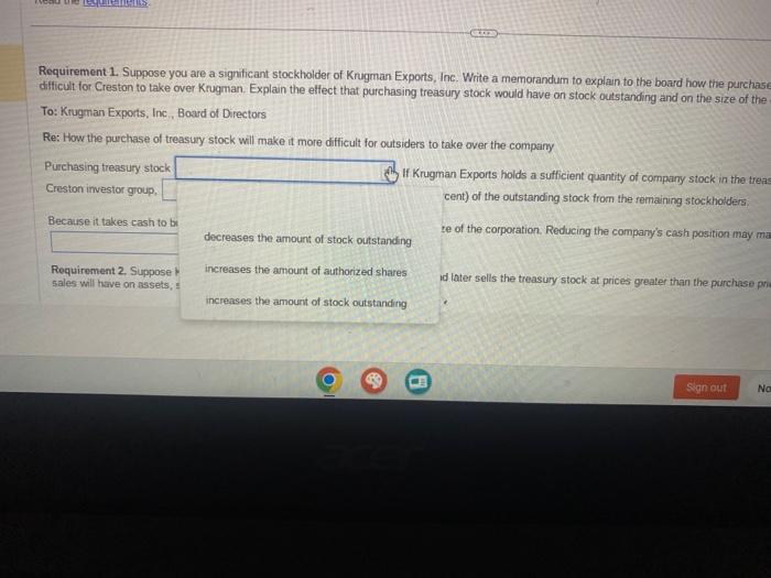 view takeover information) Read the isguerments: Te: Krugrion Expons, hici, Board of