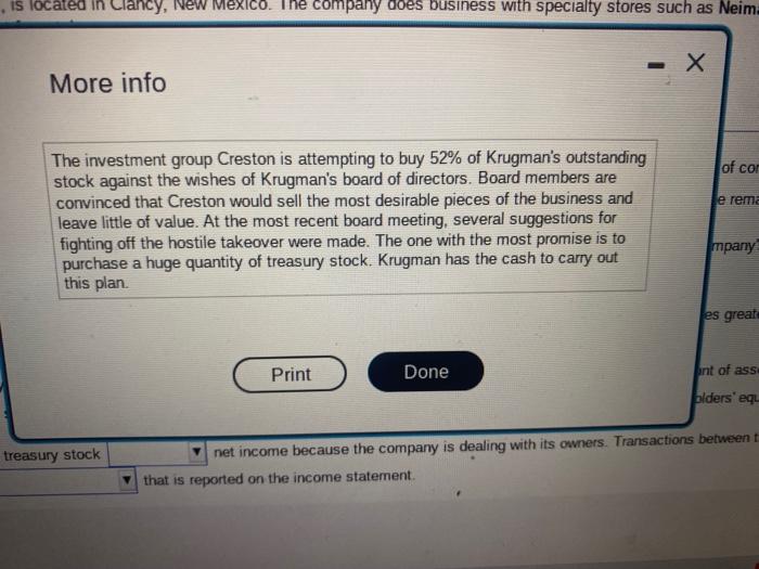 purchase of treasury stock will make it more difficult for outsiders to