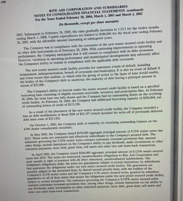 part of these consolidated financial statements. RITE AID CORPORATION AND SUBSIDIARIES CONSOLIDATED
