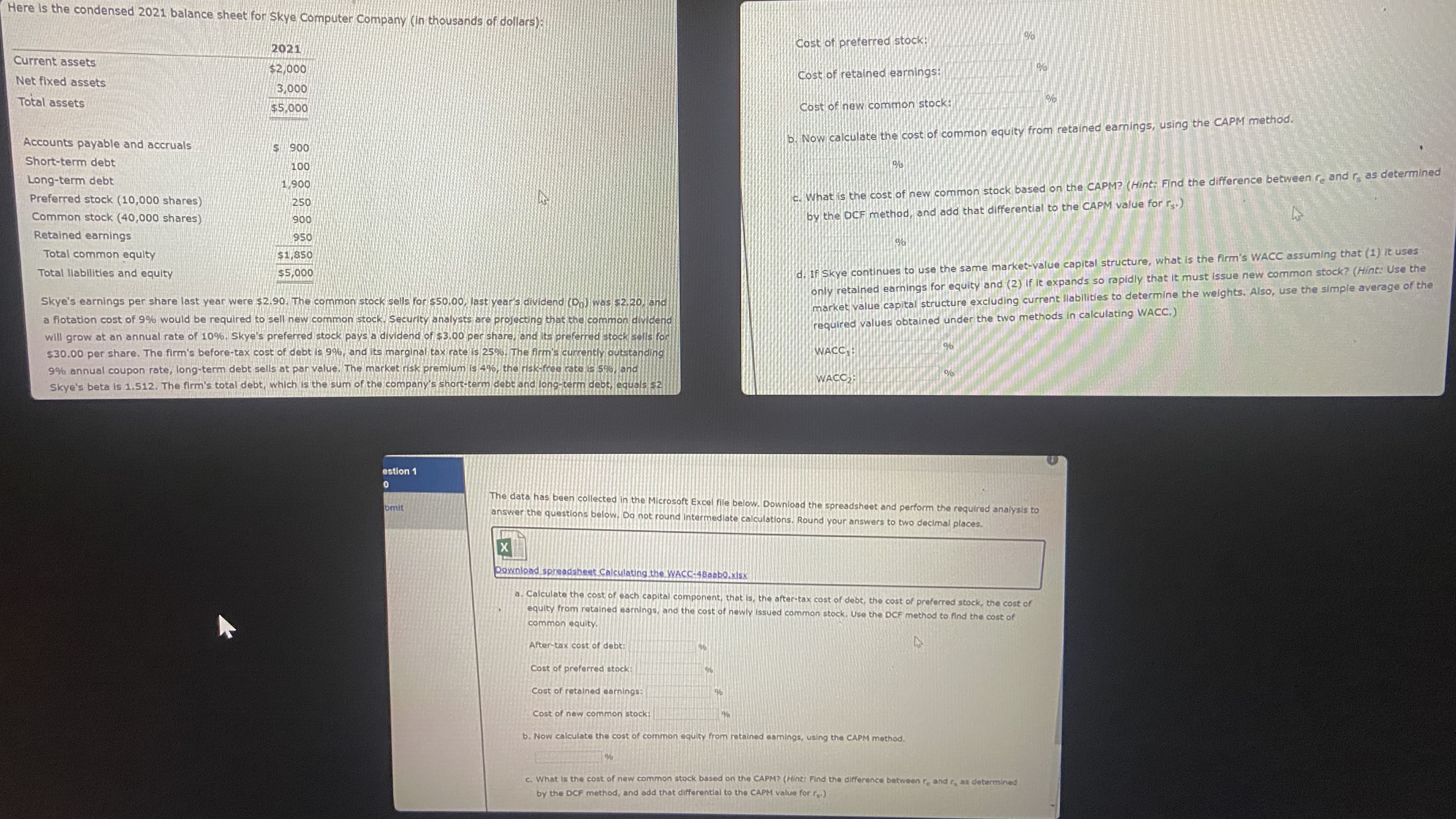 Here is the condensed 2021 balance sheet for Skye. Computer syn, thousanst