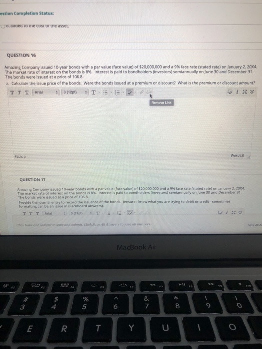 confused on the first one stion Completion Status TO E Cost or