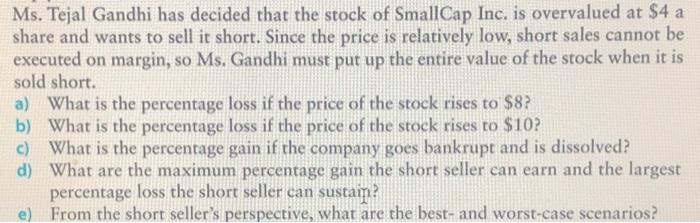Ms. Teial Gandhi has decided that the stock of SmallCap Inc. is