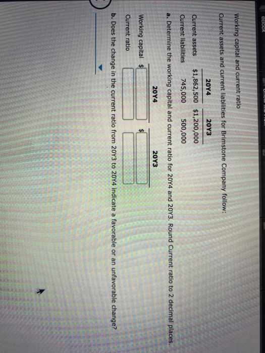 eBook Working capital and current ratio Current assets and current liabilities