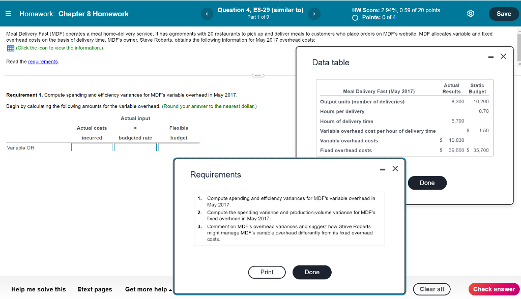  = Homework: Chapter 8 Homework Question 4, E8-29 (similar to) Part