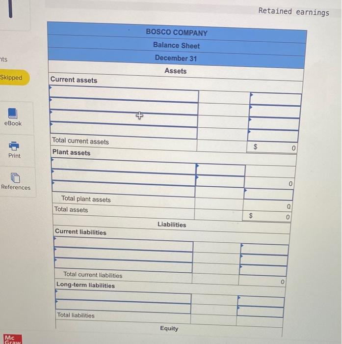 following accounts with normal balances to prepare Bosco Company's classified balance sheet