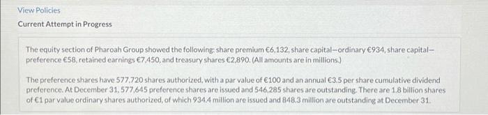  View Policies Current Attempt in Progress The equity section of Pharoah