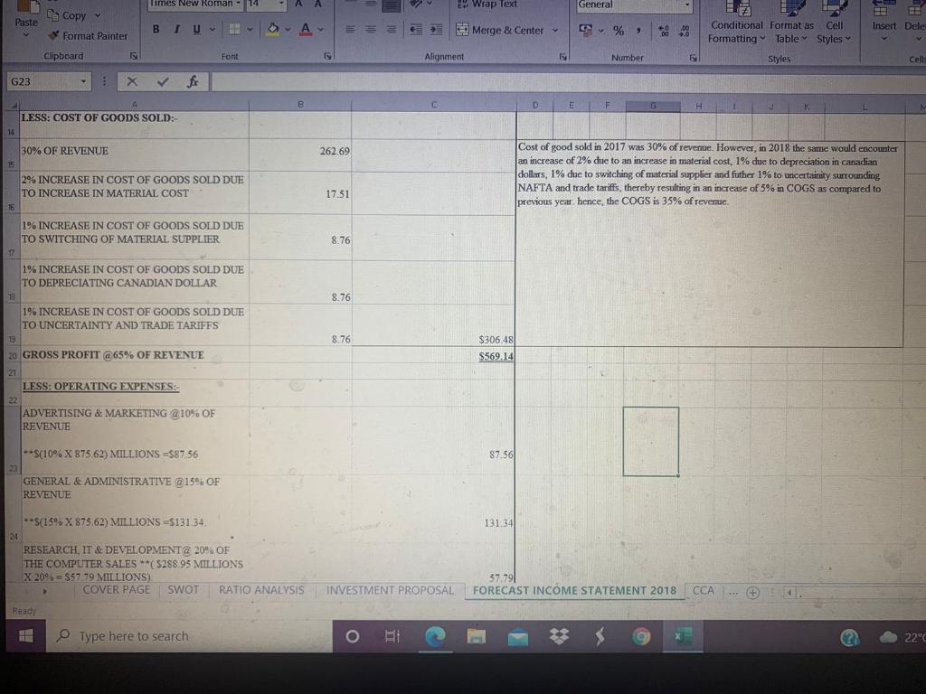 bond yield to utilize as your required return. Prepare a summary narrative