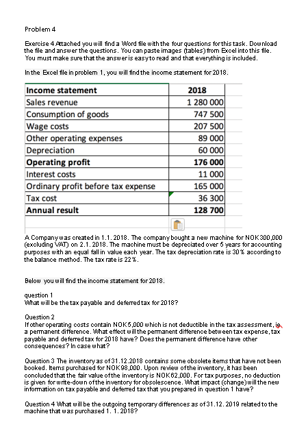 Problem 4 Exercise 4 Atached you will find a word file