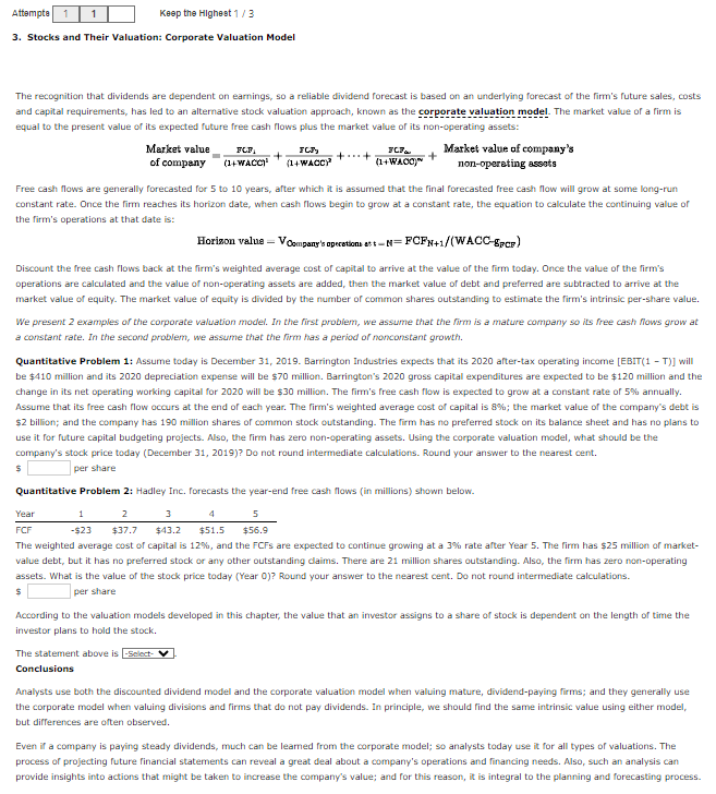  Attempta \table[[1,1,]], Keep the Hlghest 13 Stocks and Their Valuation: Corporate