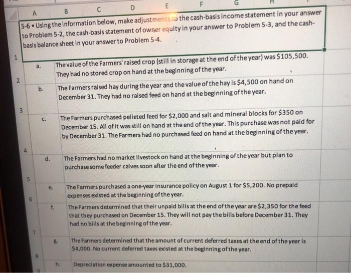  B A D E F 5-6. Using the information below, make