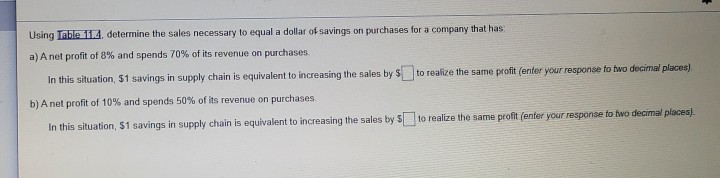 Using Table 14. determine the sales necessary to equal a dollar