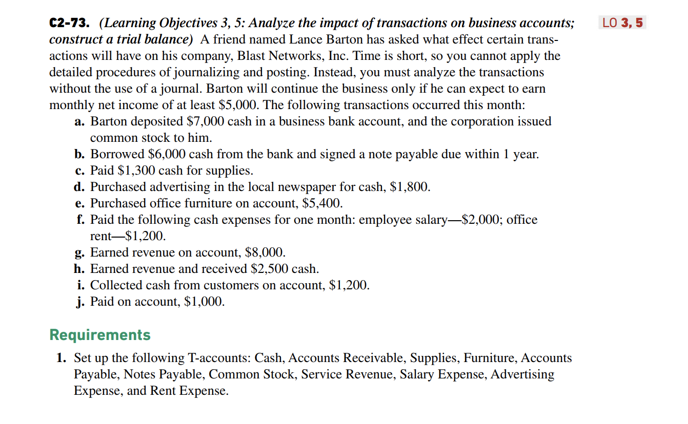 LO 3, 5 C2-73. (Learning Objectives 3, 5: Analyze the impact