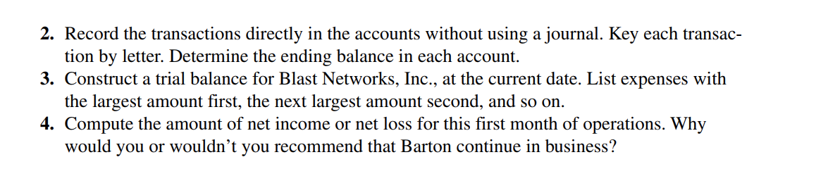 of transactions on business accounts; construct a trial balance) A friend named