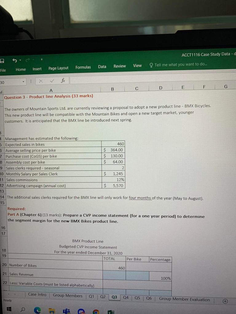  ACCT1116 Case Study Data-d Data View Review Formulas O Tell me