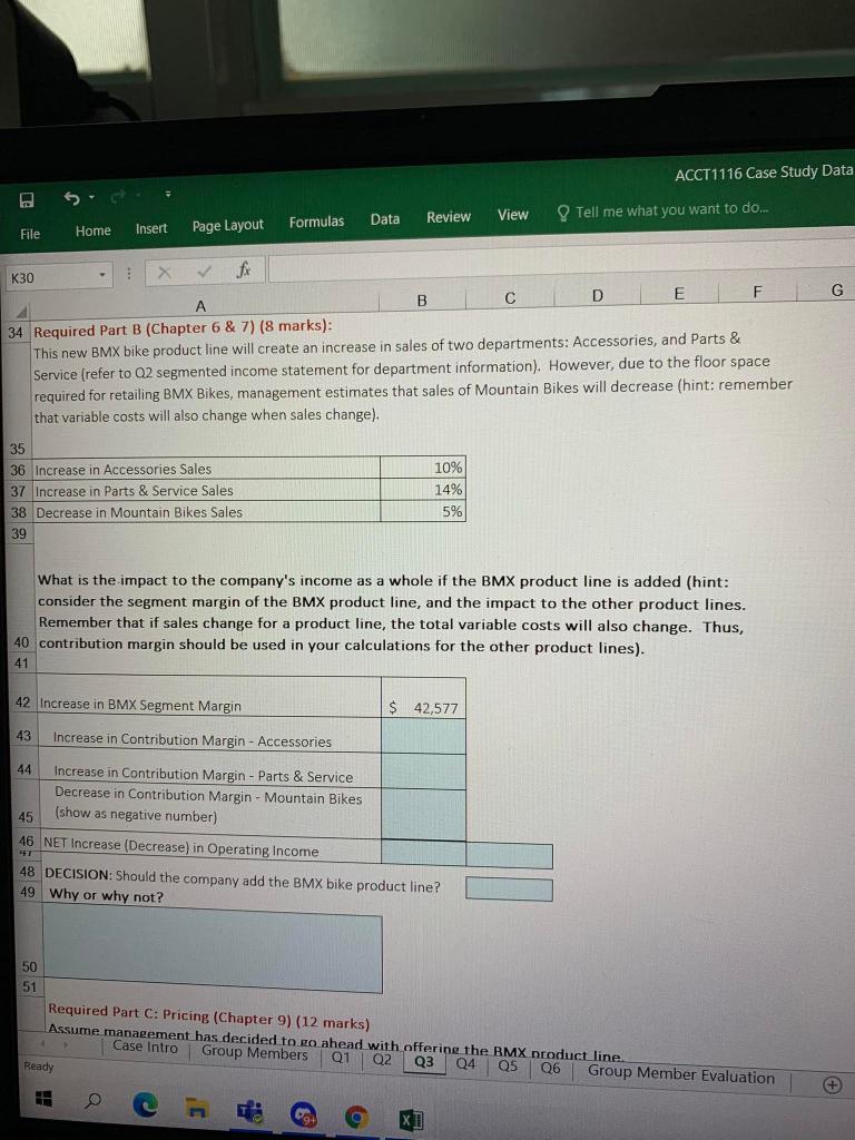 D D E F G B Question 3 - Product line Analysis