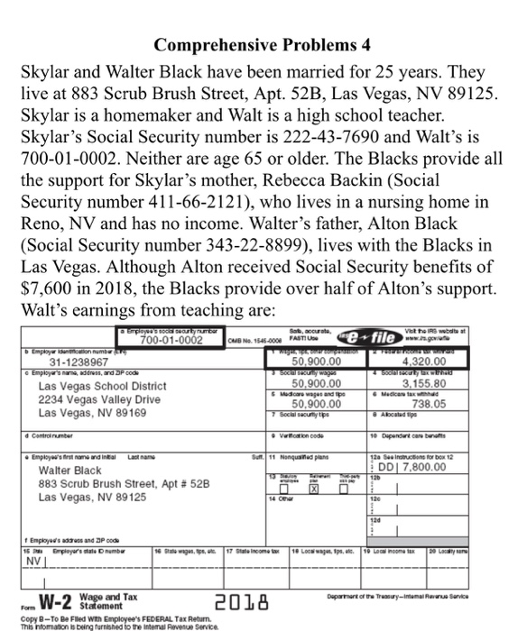  Comprehensive Problems 4 Skylar and Walter Black have been married for