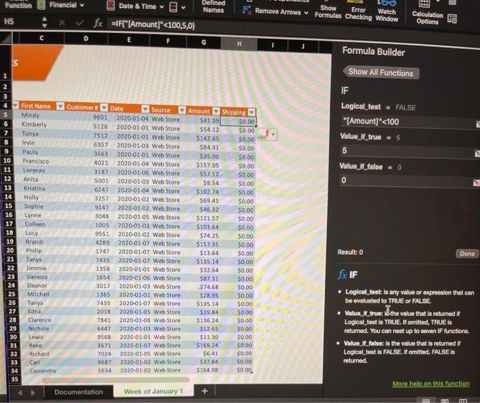 structured references to determine the shipping based on the following criteria: a.