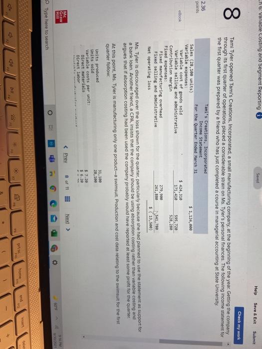  _h 6: Variable Losting and Segment Reporting Seved Help Save &