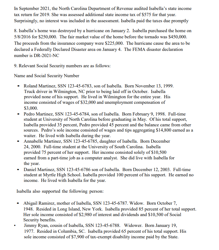 SSN 123-45-6787, who passed away on June 21, 2020. Isabella resides at