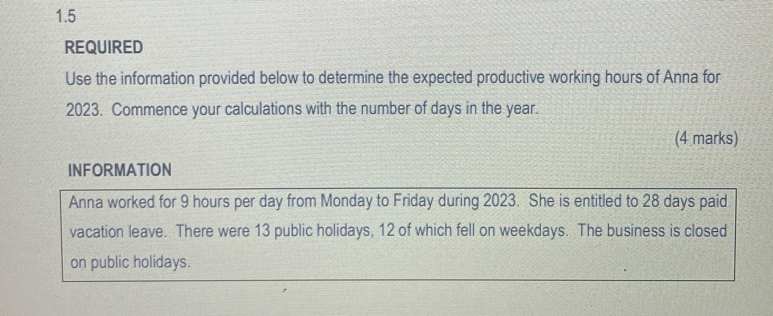  QUESTION 1 Show all workings for each recording (20 Marks) 1.1