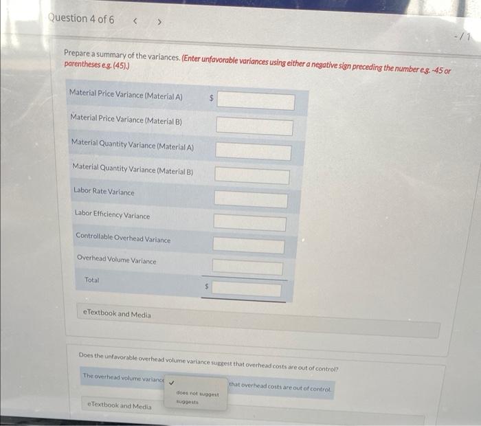 pounds. The product sells for $6 per pound. Standard costs for 2021