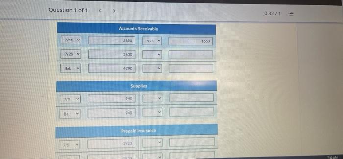 Paid $ 1.920 cash on a 1 year insurance policy effective July