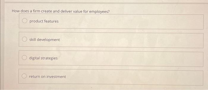 How does a firm create and deliver value for erpployees? product features
