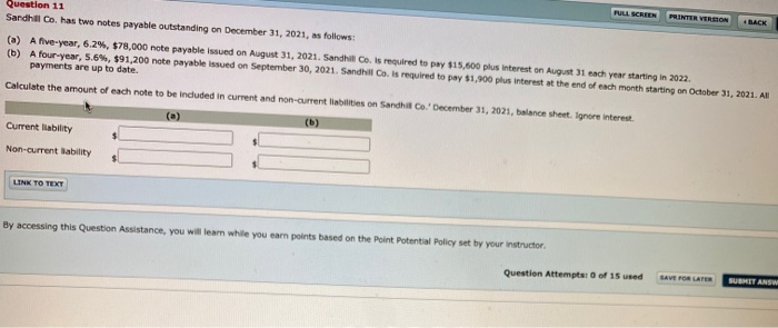  4 BACK FULL SCREEN PRINTER VERSION Question 11 Sandhill Co. has