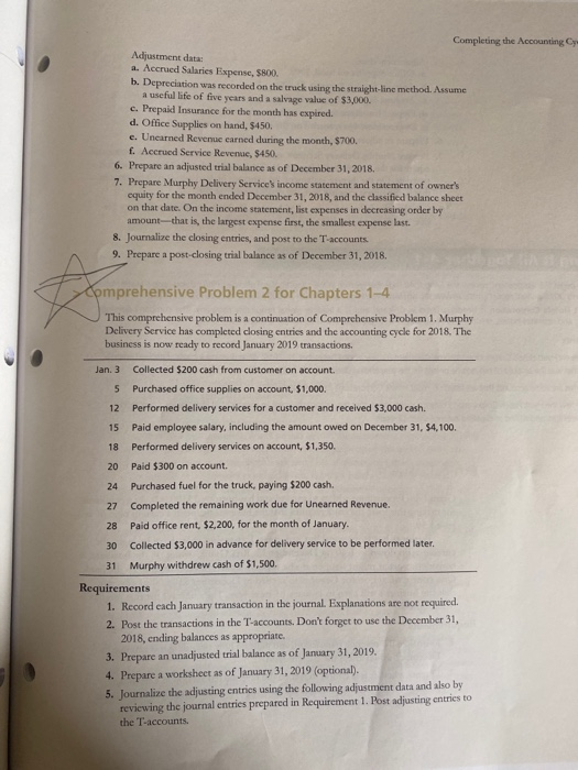  Completing the Accounting C Adjustment data: a. Accrued Salaries Expense, 5800
