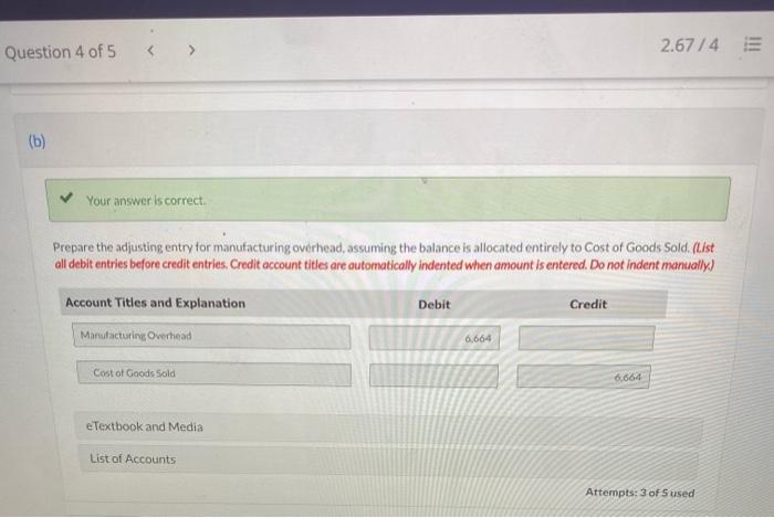 Question 4 of 5 For the year ended December 31, 2022, the