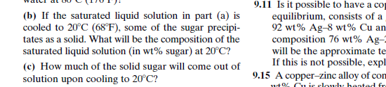 (b) If the saturated liquid solution in part (a) is cooled