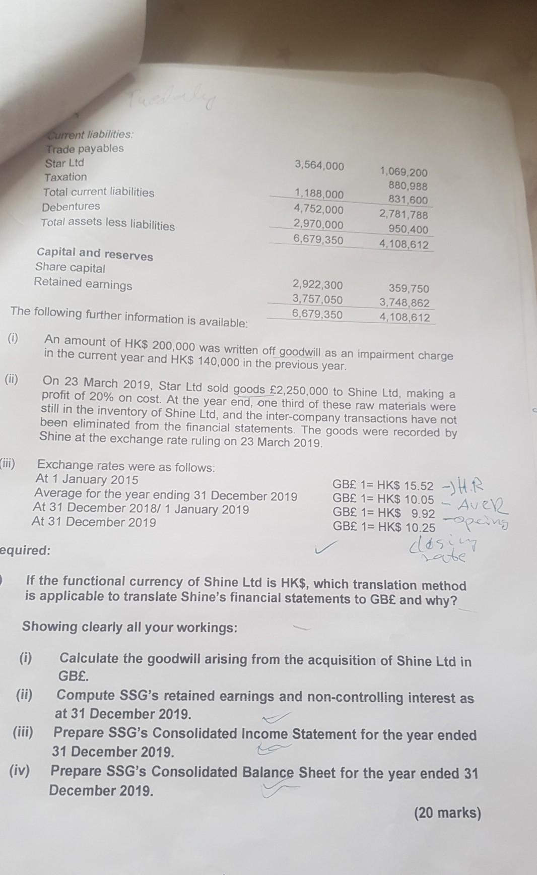 2015, Star Ltd acquired 75% of the ordinary shares of Shine Ltd