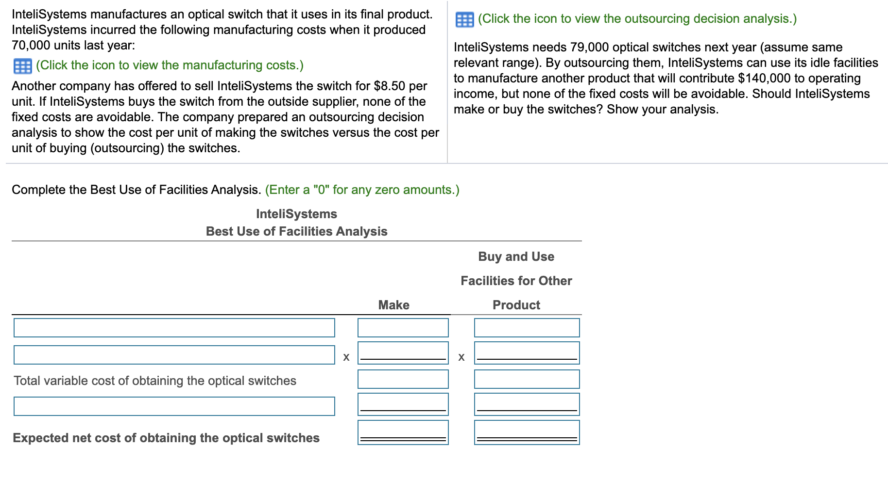  |(Click the icon to view the outsourcing decision analysis.) InteliSystems manufactures