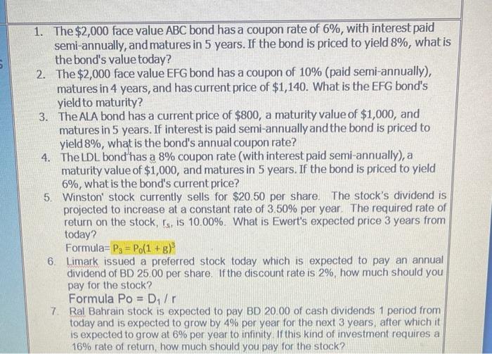 Answer plz 1. The $2,000 face value ABC bond has a coupon
